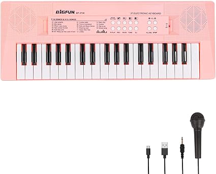 Amazon Com Electronic Piano Keyboard 37 Keys Piano For Kids Music Keyboard Piano With Microphone Learning Music Educational Toy Gift For 3 6 Years Old Girls Boys Beginners Pink Toys Games
