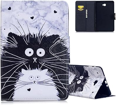 Aeeque Coque De Protection Motif Chat Noir Et Blanc Mignon Pochette Smart Cover Avec Fermeture Aimanté Fonction Support Smart Cover étui En Cuir Pour
