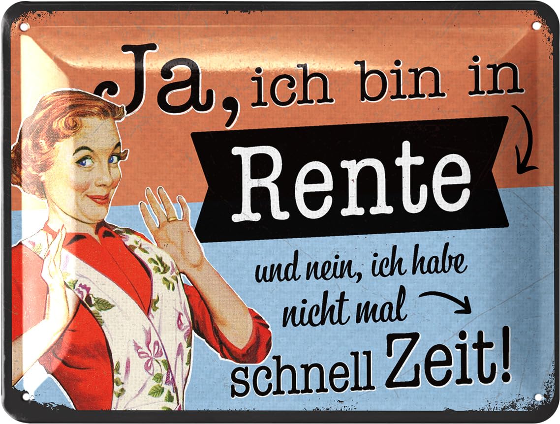 LANOLU Retro Tin Sign Retirement, Gift for Retirement Entry Women, Pensioners and Pensioners Decoration for Retirement and Beginnation Funny Gift Idea for Retirement – Metal Sign 15 x 20 cm