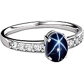 Genuine Blue Star Sapphire Sterling Silver 925 Ring