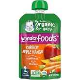 Gerber Organic Stage 2 Carrot Apple Mango Pouch, 3.5 Oz | Organic stage 2 pouch; vitamins A, C and E support immune system; no artificial flavors or colors; 3.5 oz