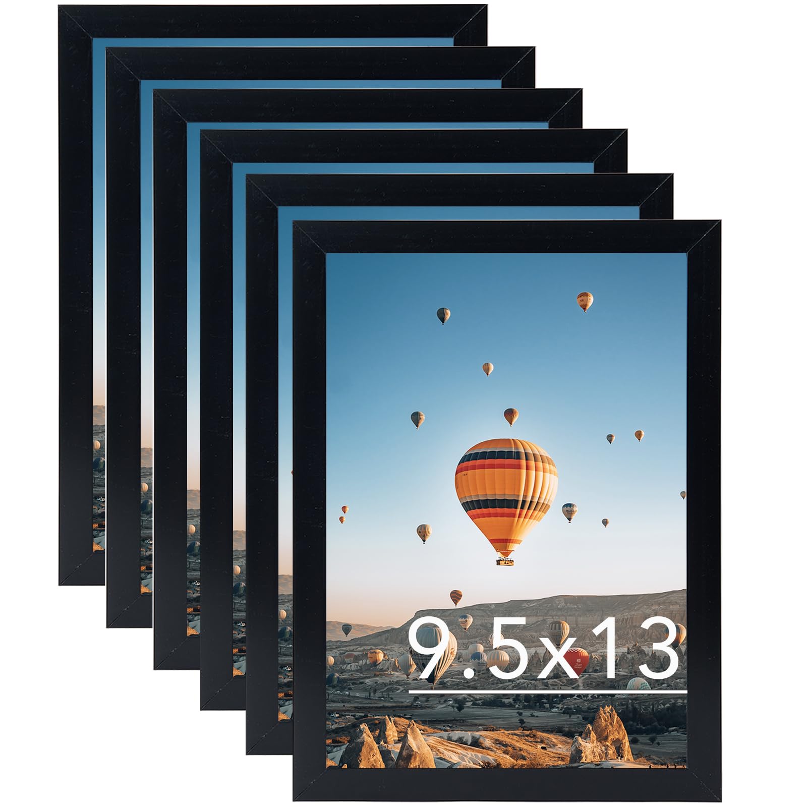 JCJMY 9.5x13 Picture Frame Set of 6 Black for Wall