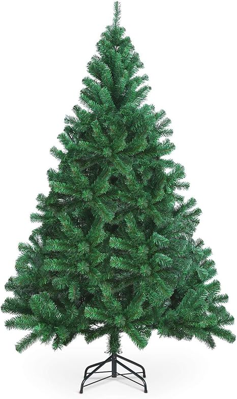 Amazon Co Jp 屋内と屋外用の150cm5フィートの人工的なクリスマスツリー スタンド付きの休日の装飾用の照明のない軽量のふわふわの松の クリスマスツリー 簡単な組み立て ホーム キッチン