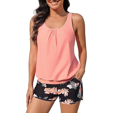 Traje De Baño De Dos Piezas Para Mujer F Fityle – Top De Manga Corta Y Pantalón Corto, Playa Y Piscina