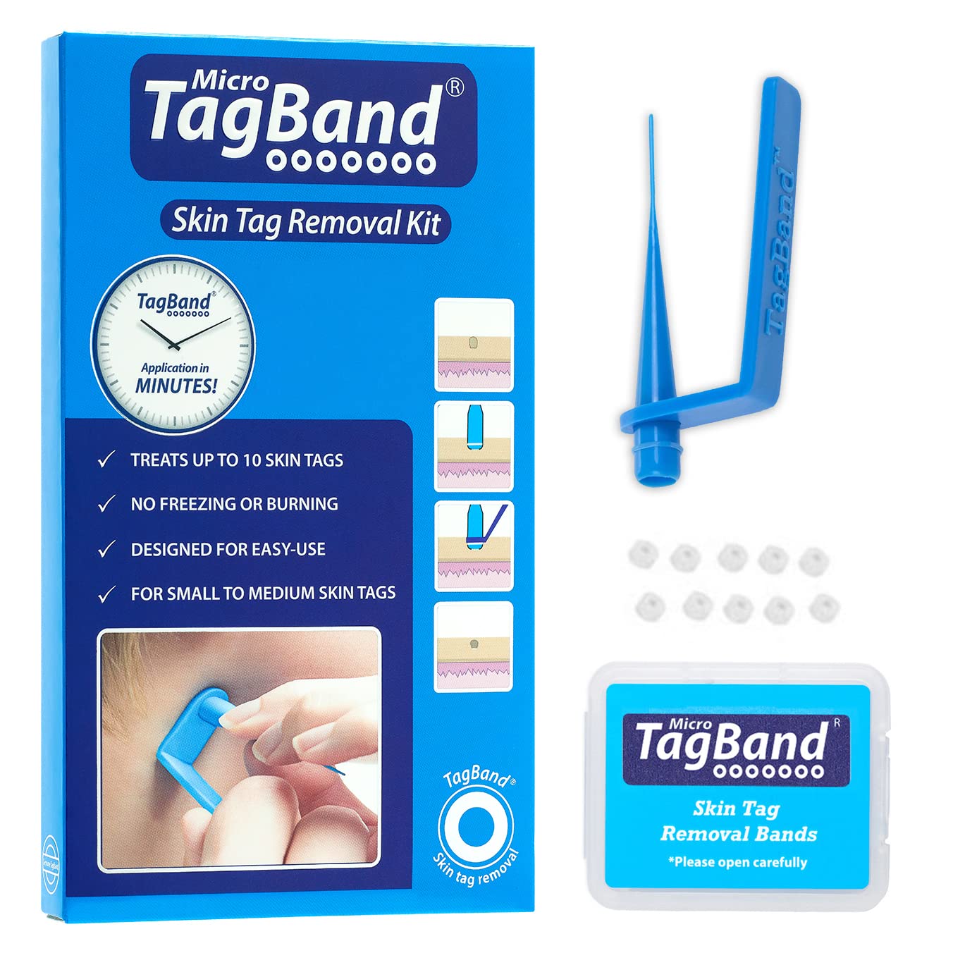 Original Tagband Skin Tag Remover, Small/Medium Removal Kit, Skin Tags (2mm-4mm) on Face & Body, Device Includes 10X Bands, Home Application in Minutes (No Swabs Included)