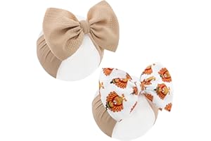 ONENINEDREAM Thanksgiving Turkey Baby Headbands Turkey Hat White Baby Bows for Girls Newborn Toddler Headbands Hair Bows Thanksgiving Hair Accessories