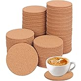 100 Pack 4 Inch Round Cork Coasters, Absorbent Cork Coasters for Drinks, Crafts, DIY Projects Wine Glass, Mug, Coffee Cup, Plants and General Use KUKLIPJIM