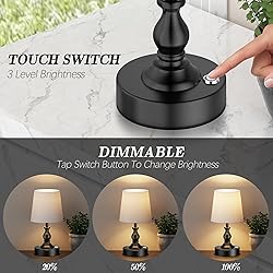 PARTPHONER Mini Cordless LED Table Lamp, 5200mAh
