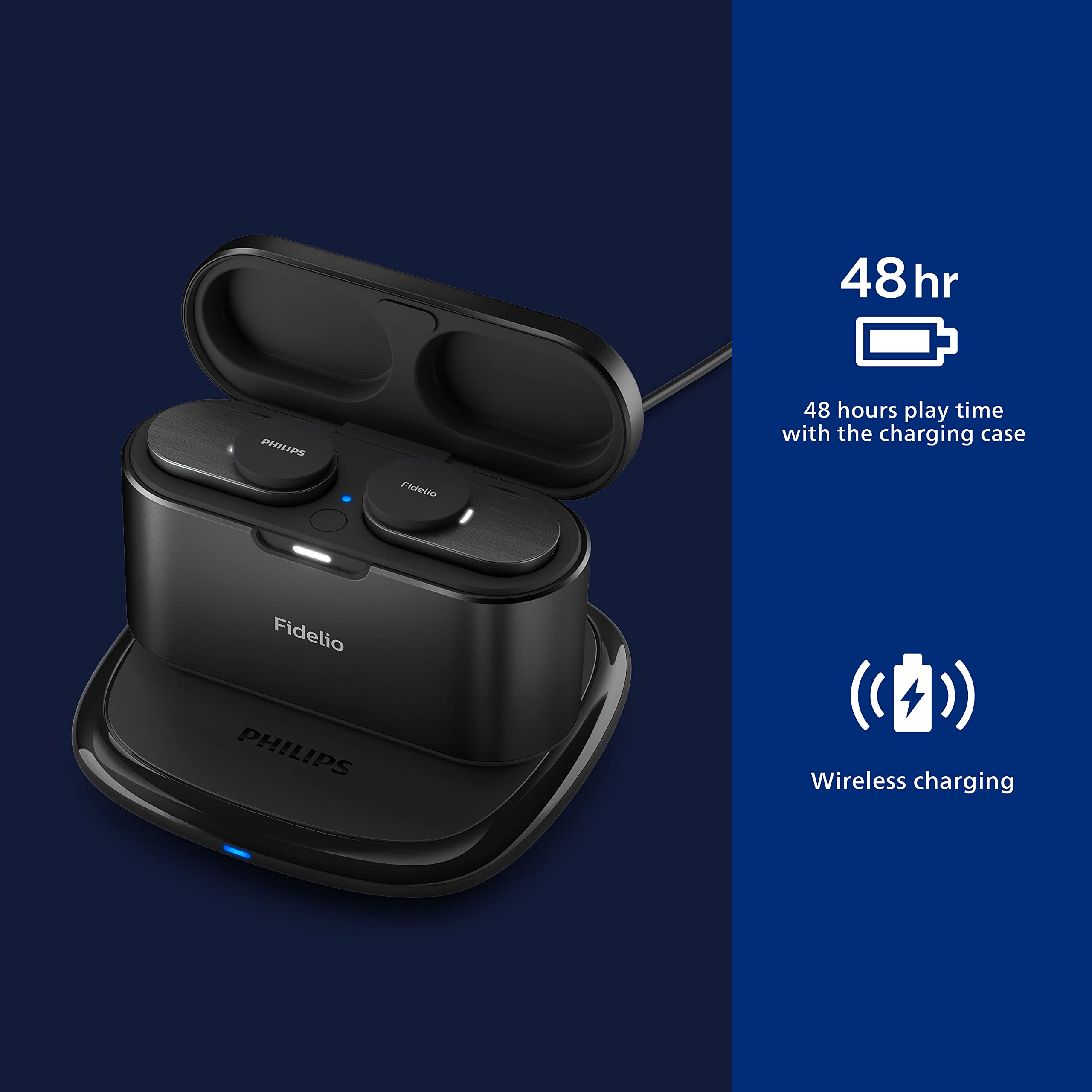 PHILIPS Fidelio T1 True Wireless Headphones with Active Noise Canceling Pro+, Audiophile Quality, Black