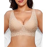 Popilush Wireless Bras Women Seamless No Underwire Push Up Bra Supportive Deep V Bralette Everyday Comfortable T-Shirt Bra