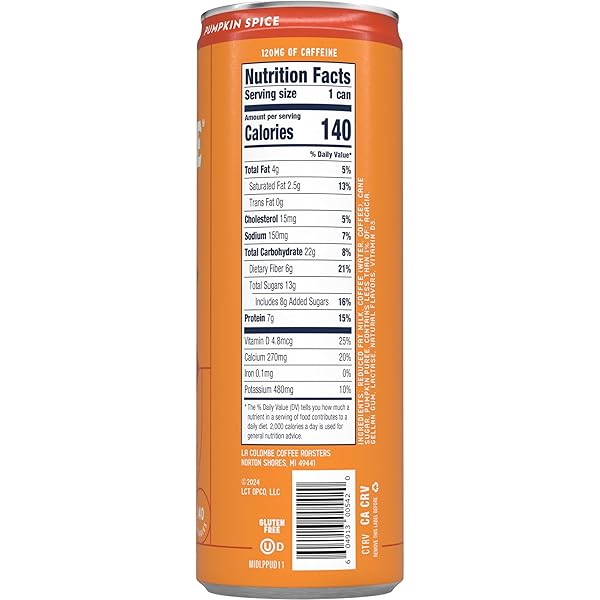 LA COLOMBE COFFEE, PUMPKIN SPICE LATTE, 11 FL OZ CANS (PACK OF 12)