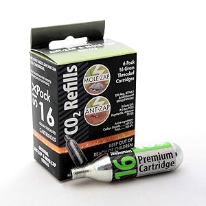 16g Threaded CO2 Cartridges 6-Pack Mole-Zap/Ant Zap Refills