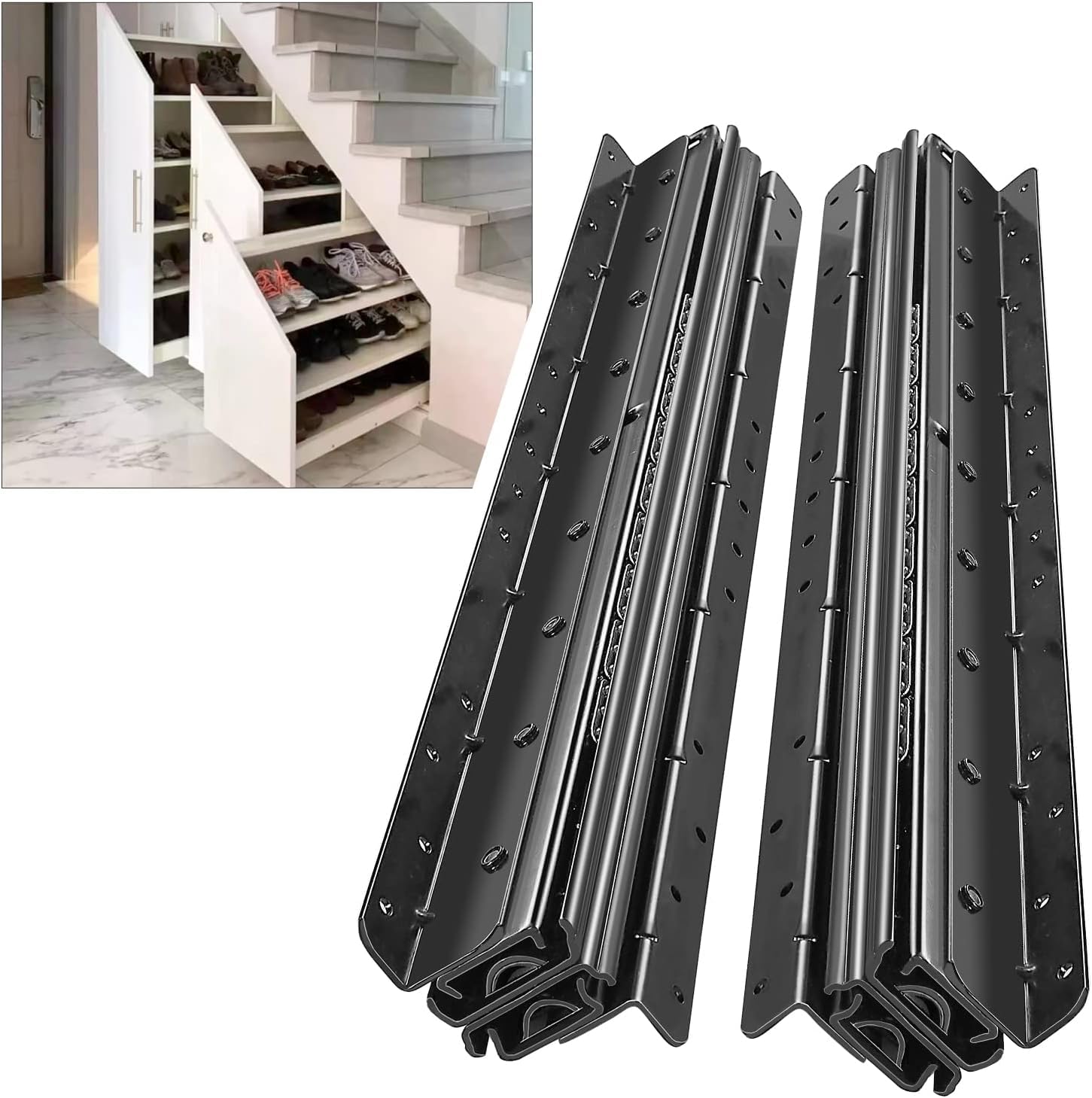 AOLISHENG Bottom Mount Heavy Duty Drawer Runners Under Stairs Drawer Runners 600~1450mm 120kg Load Capacity Undermount Heavy Duty Drawer Slides Black Full Extension Hidden Rails, 1 Pair, 24~58 inch