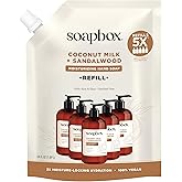 Soapbox Liquid Hand Soap Refill, Coconut Milk & Sandalwood, Vegan, Paraben Free, Moisturizing, Natural Hand Wash for Kitchen and Bathroom, 64oz Half Gallon Refill (Pack of 1)