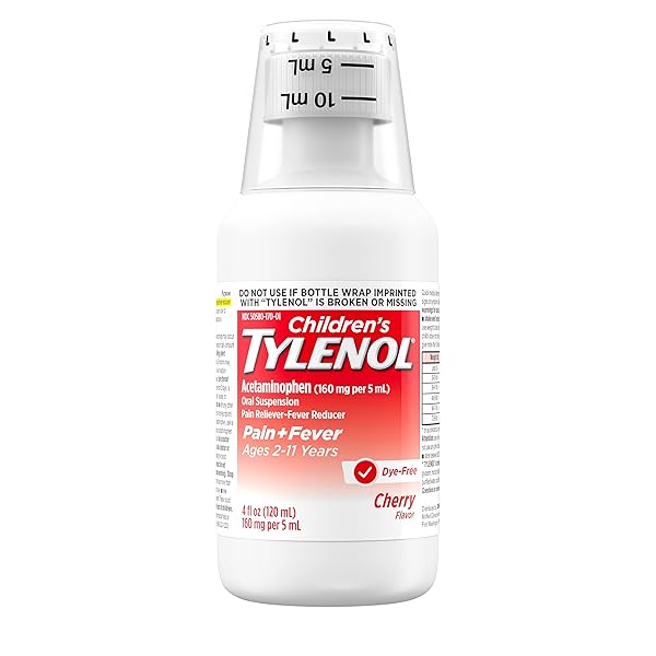 CHILDREN’S TYLENOL LIQUID ORAL SUSPENSION PAIN RELIEVER & FEVER REDUCER WITH ACETAMINOPHEN, ASPIRIN-, IBUPROFEN-, HIGH FRUCTOSE CORN SYRUP- & DYE-FREE, CHERRY, 4 FL. OZ