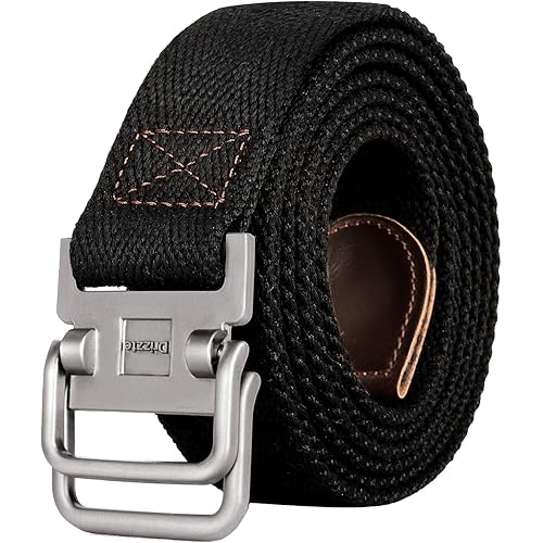 Drizzte Plus Size 39 to 75'' Long Double D Ring Mens Canvas Cloth Web Belt