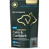VETRISCIENCE Max Veterinary Strength Calm &amp; Confident Chews, 45 Count | Stress Supplement for Pets, Supports Brain Function for Cats &amp; Dogs, with Lemon Balm Extract, L-Theanine, Thiamine &amp; More