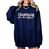 TEEAMORE Champagne For Breakfast Sweatshirt Women Brunch Crewneck
