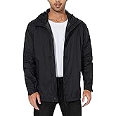 LeSies Men's Rain Jacket Lightweight Waterproof Raincoat with Adjustable Hooded Outdoor Hiking Windbreaker