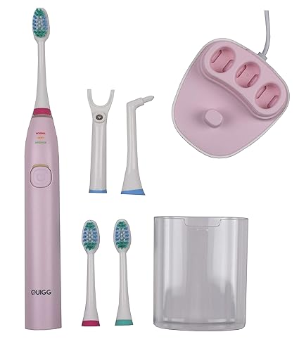Akku Schallzahnbürste 5 Aufsätze 3 Reinigungsmodi Zahnbürste Pink Rosa
