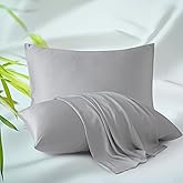 Bamboo Viscose Zippered Pillow Cases King Size Set of 2, 400 Thread Count Cooling Pillow Protectors for Hot Sleepers, Luxurious Hotel Quality - Silky, Soft, Breathable (20x36 Inches, Gray)