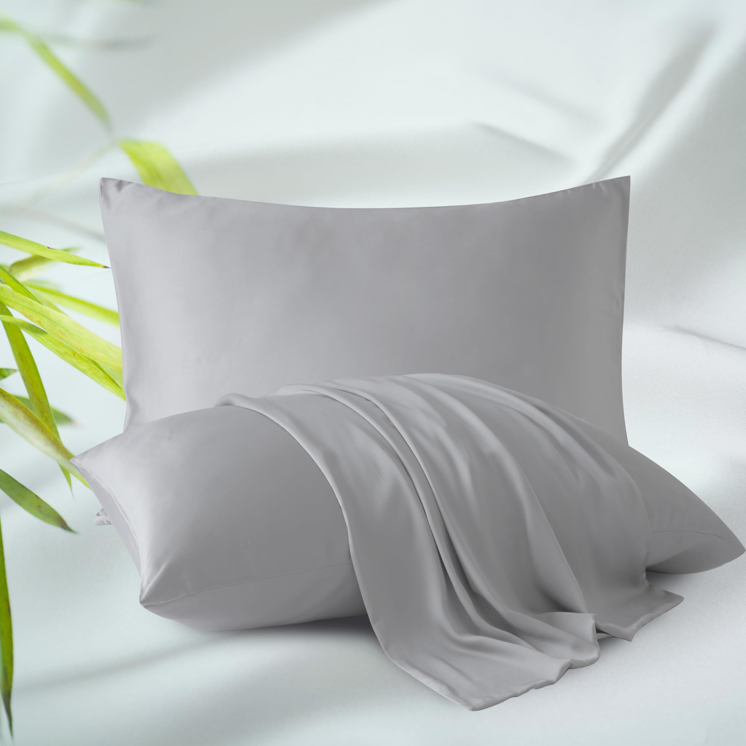 Photo 1 of Toddler Size Pillow Protectors Viscose Derived from Bamboo - Set of 2 Zippered, 400 Thread Count Cooling Pillow Case Soft 13"x18" (2 Pcs, Gray, Toddler)