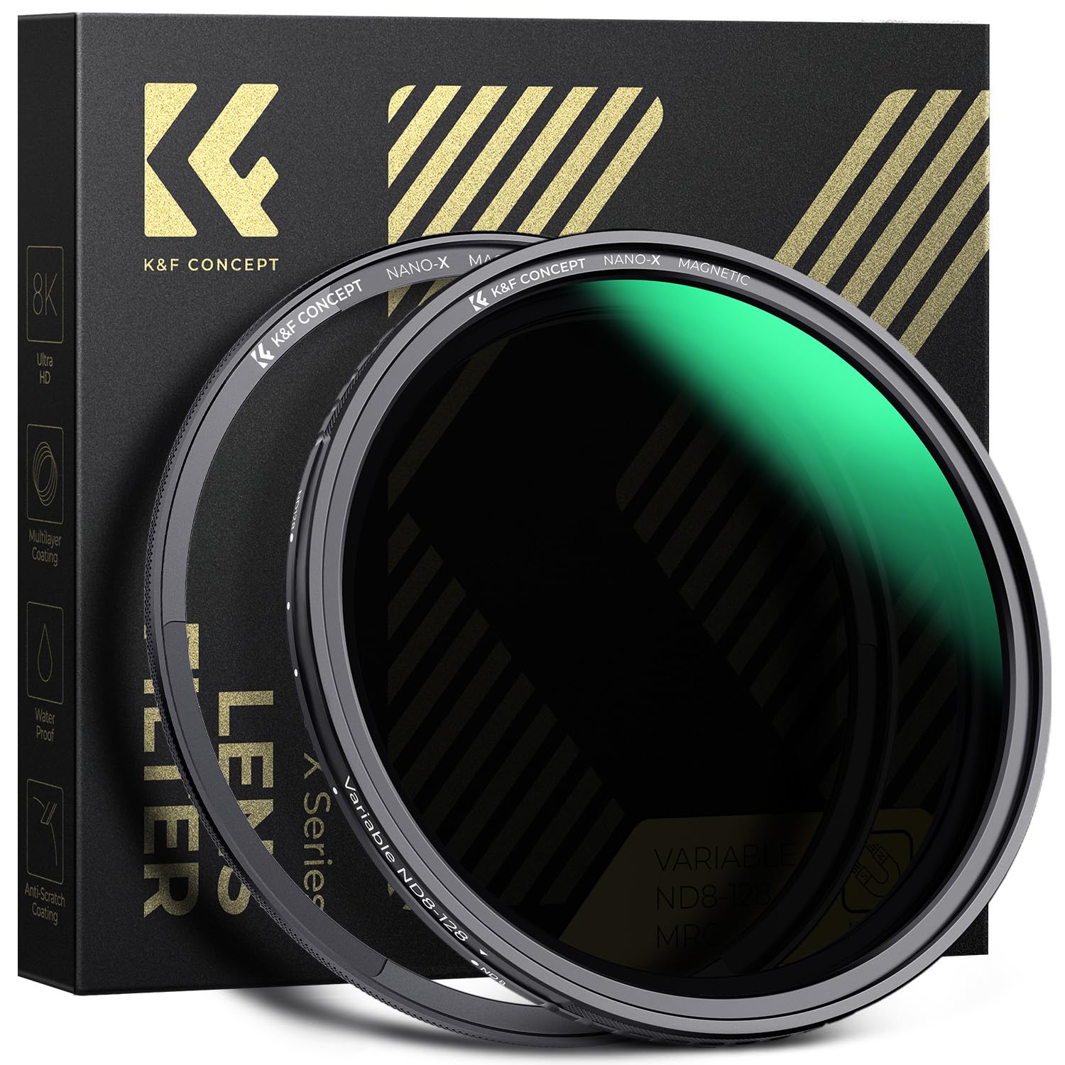 K&F CONCEPT 58mm Magnetic Variable ND8-ND128 Filter (3-7 Stops ND) + Magnetic Adapter Ring Kit, No X Cross Adjustable Neutral Density Filter with 28 Multi-Layer Coatings (Nano-X Series)