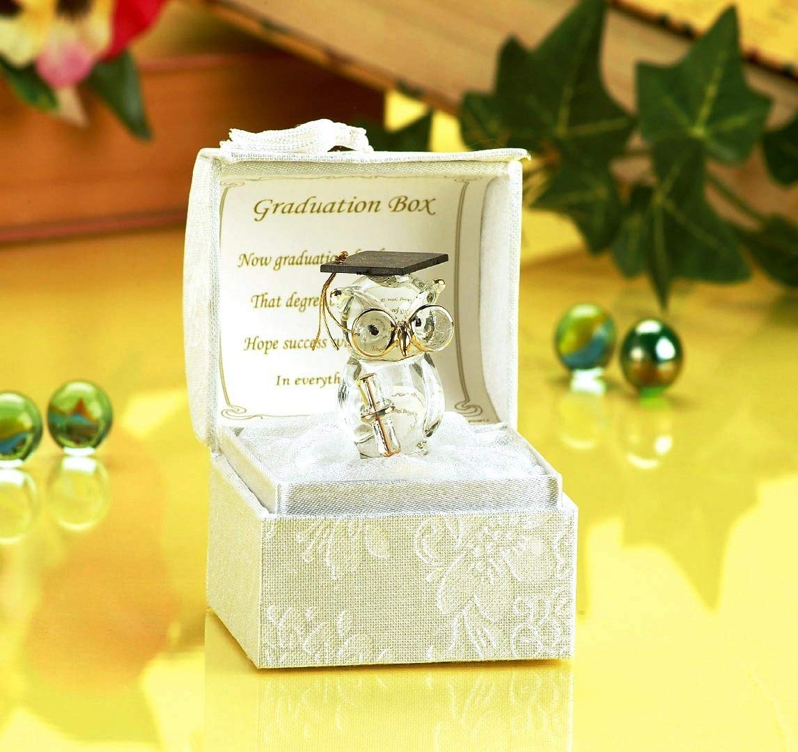 PGW Glass Owl Graduation with Poem, Gift Boxed