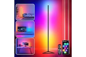 HANDSONIC RGBIC Floor Lamp,16 Million Colors LED Floor Lamps 141 cm Lamps for Living Room with Music Sync,Standing Lamp with App and Remote Control,Gaming Ambient Lighting Corner Lamp Bedroom Decor