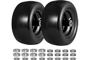 11x6.00-5" Lawn Mower Tire and Wheel Flat Free 2 PCS with 3/4" or 5/8" & 1/2" Bearings, Solid Mower Wheel, 6" - 8" Centered H