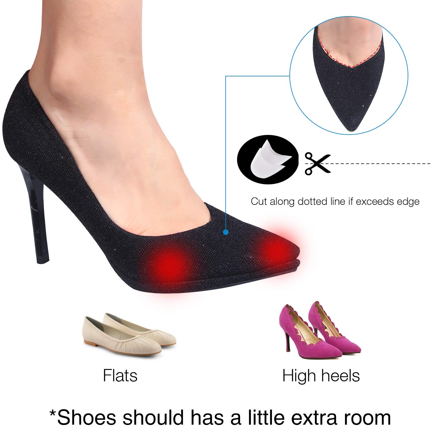 2 Pairs Soft Silicone Gel Toe Protectors Covers Faireach Toe Caps Metatarsal Pads with Forefoot Cushion Ballet Pointe Dance Athlete Shoe Pads 4 PCS