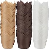 Yaomiao 600 Pcs Tulip Cupcake Liners Greaseproof Paper Tulip Muffin Liners Baking Cups Cupcake Wrappers Holders for Weddings Birthdays Anniversaries Banquets Party Christmas(Brown, Natural, White)