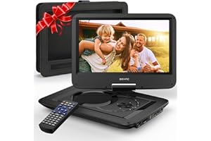 DEVINC 12.5" Portable DVD Player with 5-Hour Rechargeable Battery, 10.5" HD Swivel Screen with Car Headrest Holder, Car Charger and Power Adaptor, Support CD/DVD/SD Card/USB, Region Free (Black)