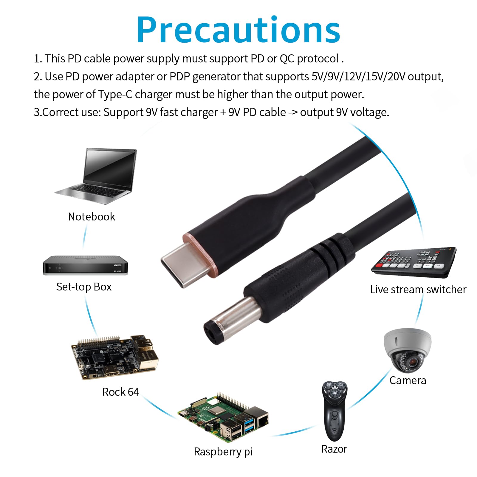 Mua DSD TECH MagicConn SH-CP09A USB Type C PD to DC Power Cable-9V trên ...