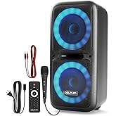 Dolphin Dual 12" Bluetooth Party Speaker - Portable Large Speaker with Wired Microphone, Multicolor LED Lights, USB Playback, Hi-Fi Amplifier, Powerful Bass, 5-Band Equalizer, Long-Lasting Battery