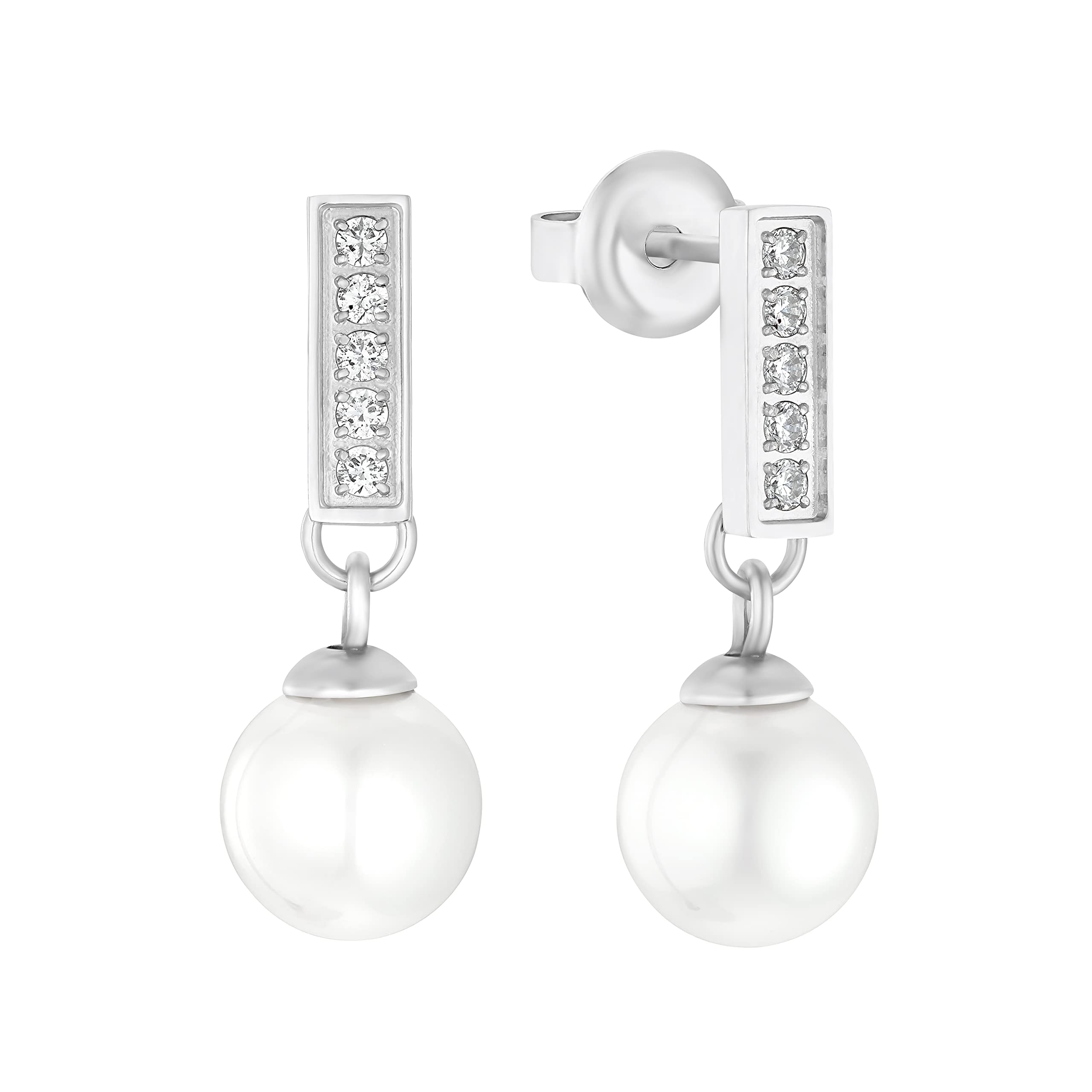 s.Oliver Earrings Women Ear jewelry, with Zirconia synth., 8 cm, Silver, Comes in jewelry gift box, 2031473