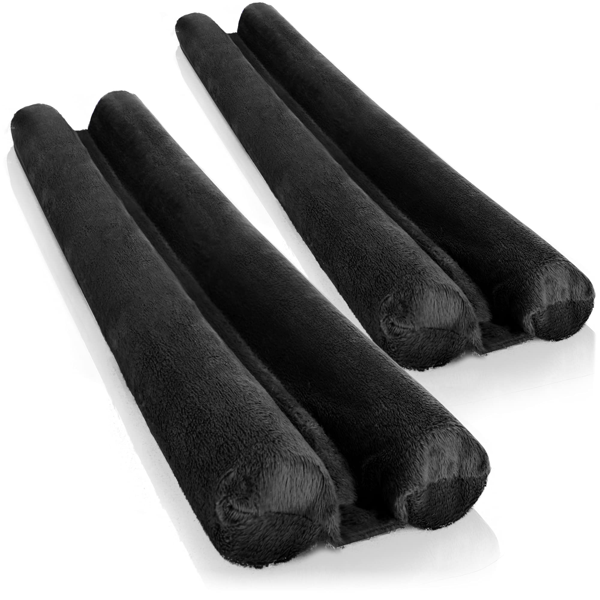 COM-FOUR® 2x draft stopper for the door - microfibre door bottom seal - draft stopper with double seal - protection against drafts and noise (02 pieces - black)