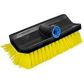 Unger Hydropower Lock-On 10" Bi-Level Scrub Brush | Dual-level bristles for deep scrubbing; ideal for garage, driveway, deck, concrete &amp; brick