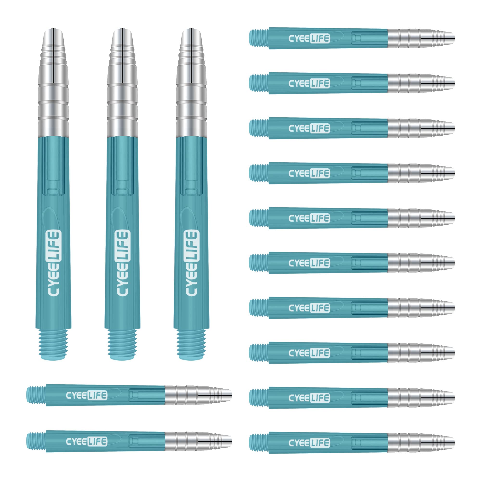 CyeeLife Transparent Alunium-Plastic Dart Shafts 15pcs 48mm Blue Transparent