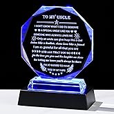 YWHL Meaningful Gifts for Uncle from Niece Nephew with Colorful LED Base, Fathers Day Birthday Gifts for Uncles Crystal Keepsake Present Best Uncle Ever Gifts on Christmas Thanksgiving Day