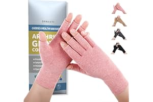 DRNAIETY Arthritis Compression Gloves for Hand Arthritis, Rheumatoid, Osteoarthritis, Carpal Tunnel Pain, Fingerless Compression Gloves, Breathable Moisture Wicking Gloves for Men & Women(Pink L)