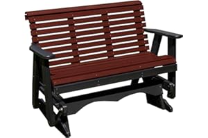 ECOMMERSIFY INC 4FT Glider Amish Handmade in USA Poly Lumber wood Lancaster series Signature Roll Back Porch Glider Heavy Duty Everlasting PolyTuf HDPE with No wood fibers and 1000 lbs Limit,Stainless Steel hardware