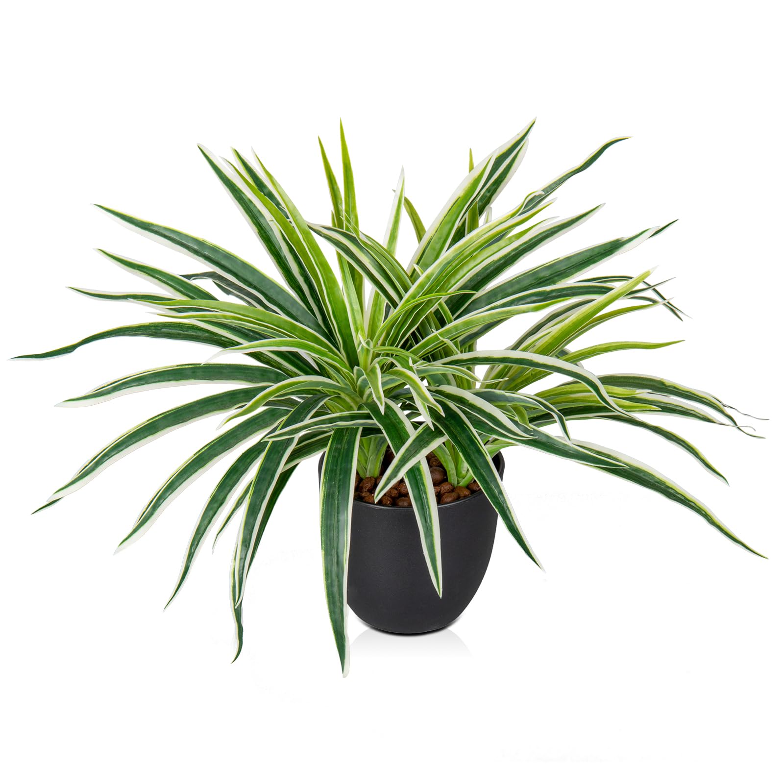 Oairse Artificial Plants Indoor in Pots 33cm Fake Spider Plant Decorative Fake Potted Plants Realistic Faux Chlorophytum Comosum House Plant For Home Bathroom Kitchen Decoration