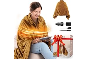 MEFINE Heated Blanket Battery Operated, Electric Heated Car Blanket, Cordless USB Heating Blanket Throw Portable, Wearable Heating Blanket for Outdoors, Valentines Day Gifts for Her(Battery is Not Included)