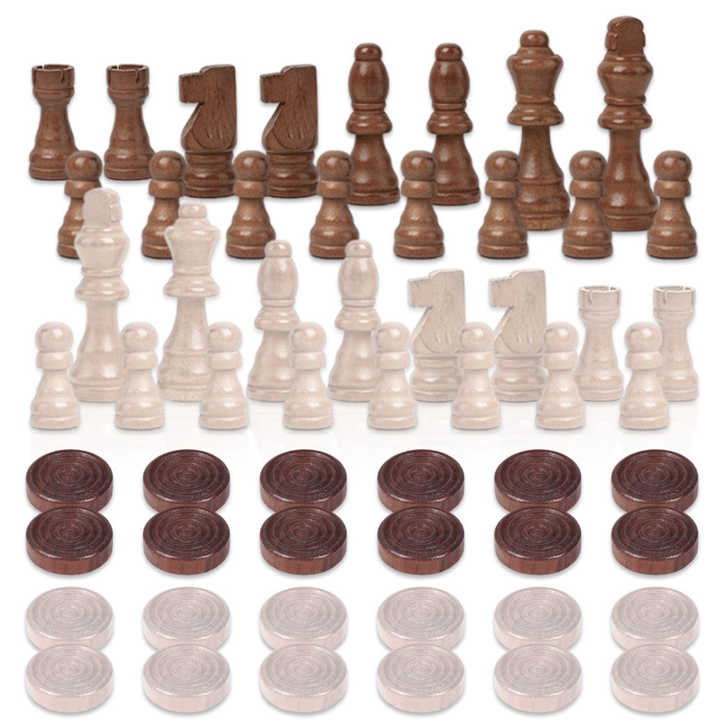 1 Set Of 2-Inch Chess Pieces, 1 Set Of Checkers, Wooden Chess Pieces, Card Props, Chess, Educational Toys