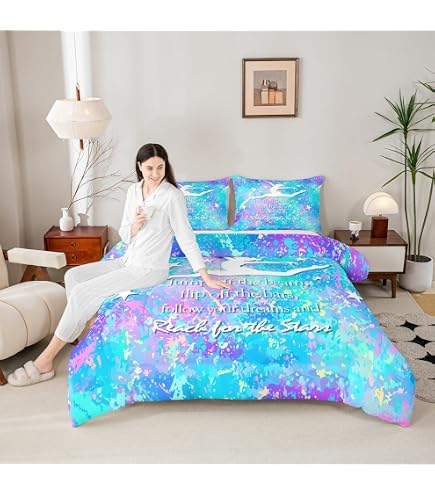 Erosebridal Set Di Biancheria Da Letto Per Bambini Con Paillettes – Rosa, Cuori E Stelle – 1 Piumone Matrimoniale 173x229 Cm + 1 Federa