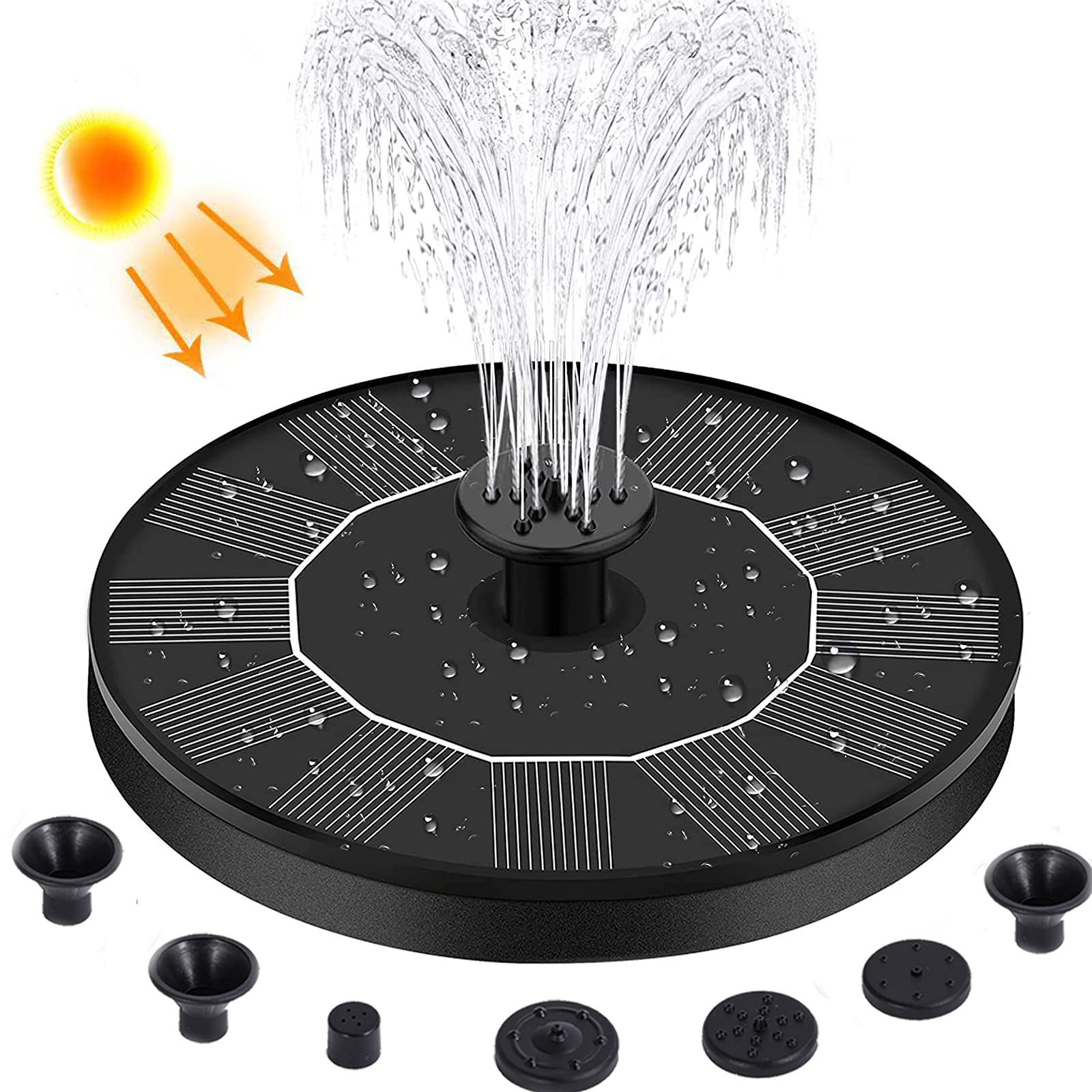 Solar Fountain Pump, Circle Garden Solar Powered Water Pump Solar Panel Kit for Pond, Fountain, Bird Bath, Garden Decoration, Water Cycling, No Electricity Required