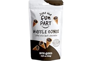 Just The Fun Part, Bite-Size Crispy Mini Waffle Cones with Premium Belgian Chocolate, Great for Snacks, Dessert, Grab & Go - Kosher, Dark Chocolate (Pack of 1)