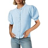 Saodimallsu Womens Puff Short Sleeve Cardigans Casual Summer Button Down Lightweight Knit Crew Neck Sweater Tops