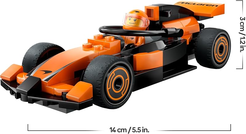 City Pilota e Monoposto McLaren F1 - Modello di Macchina Giocattolo da Formula 1 con Minifigure - Idea Regalo per Bambini e Bambine da 6 Anni in su o per Adulti Fan delle Auto da Corsa - 60442